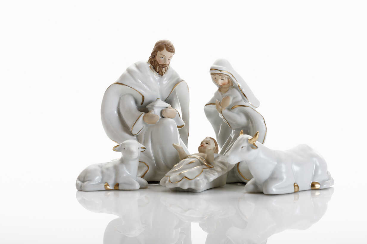 Christmas Decoration Nativity Scene Crib Figurines Stockphoto
