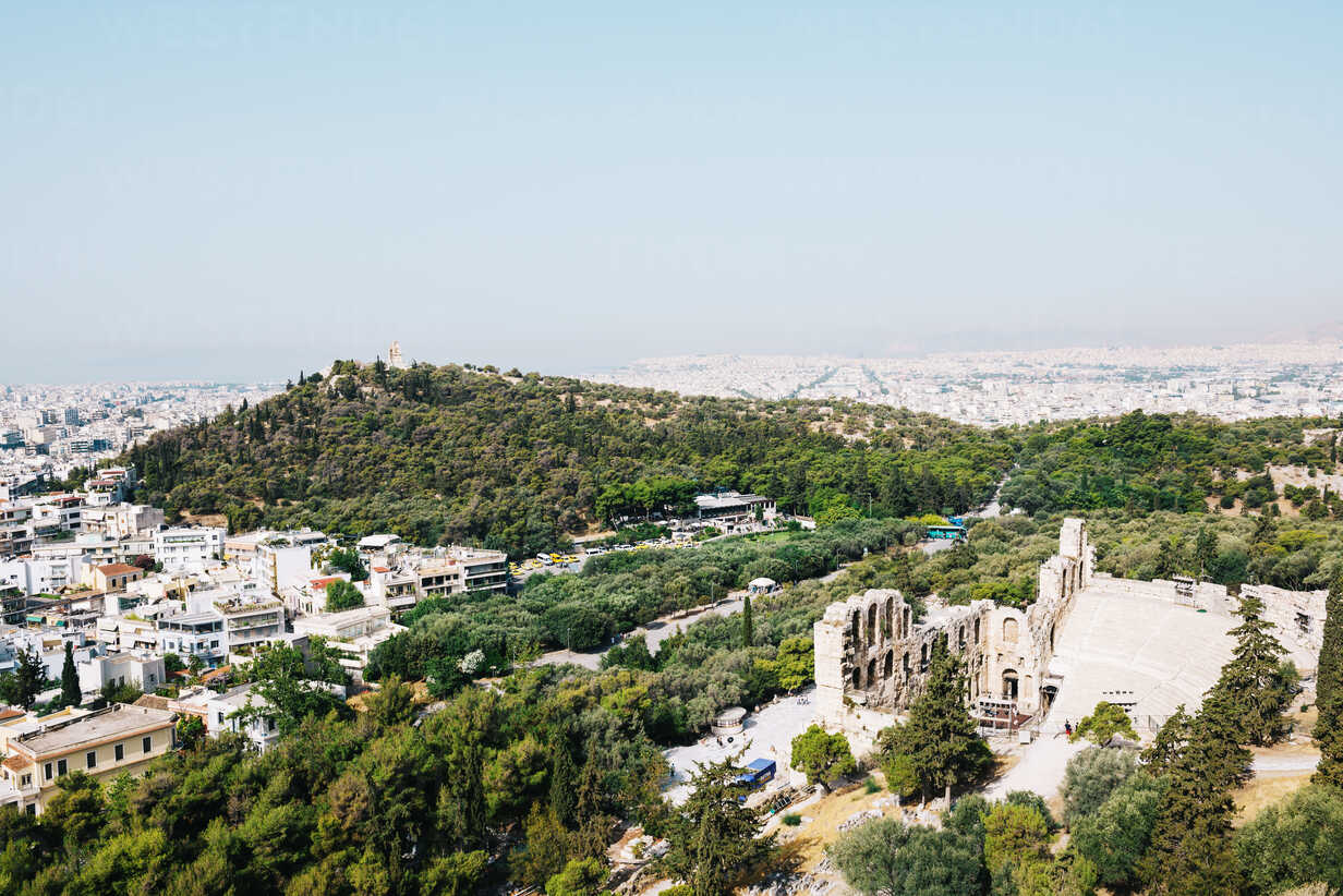 Griechenland Athen Die Stadt Und Das Odeon Des Herodes Atticus Von Der Akropolis Aus Gesehen Gemf01402