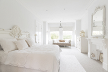 White Luxury Home Showcase Interior Bedroom Stockphoto