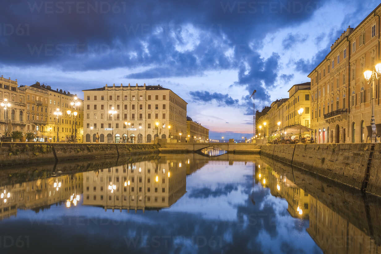 Italy Friuli Venezia Giulia Trieste Old Town Canal Grande At Blue Hour Hamf Hans Mitterer Westend61