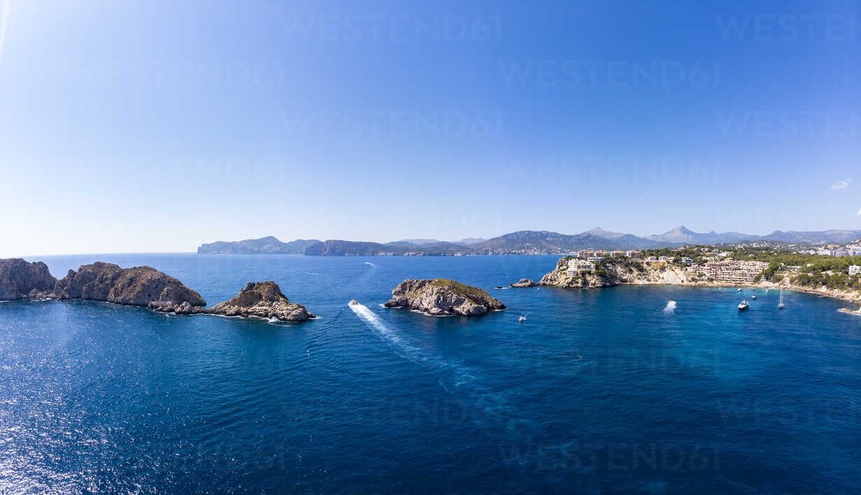 Spain Baleares Mallorca Region Calvia Aerial View Of Islas Malgrats And Santa Ponca Amf06520 Martin Moxter