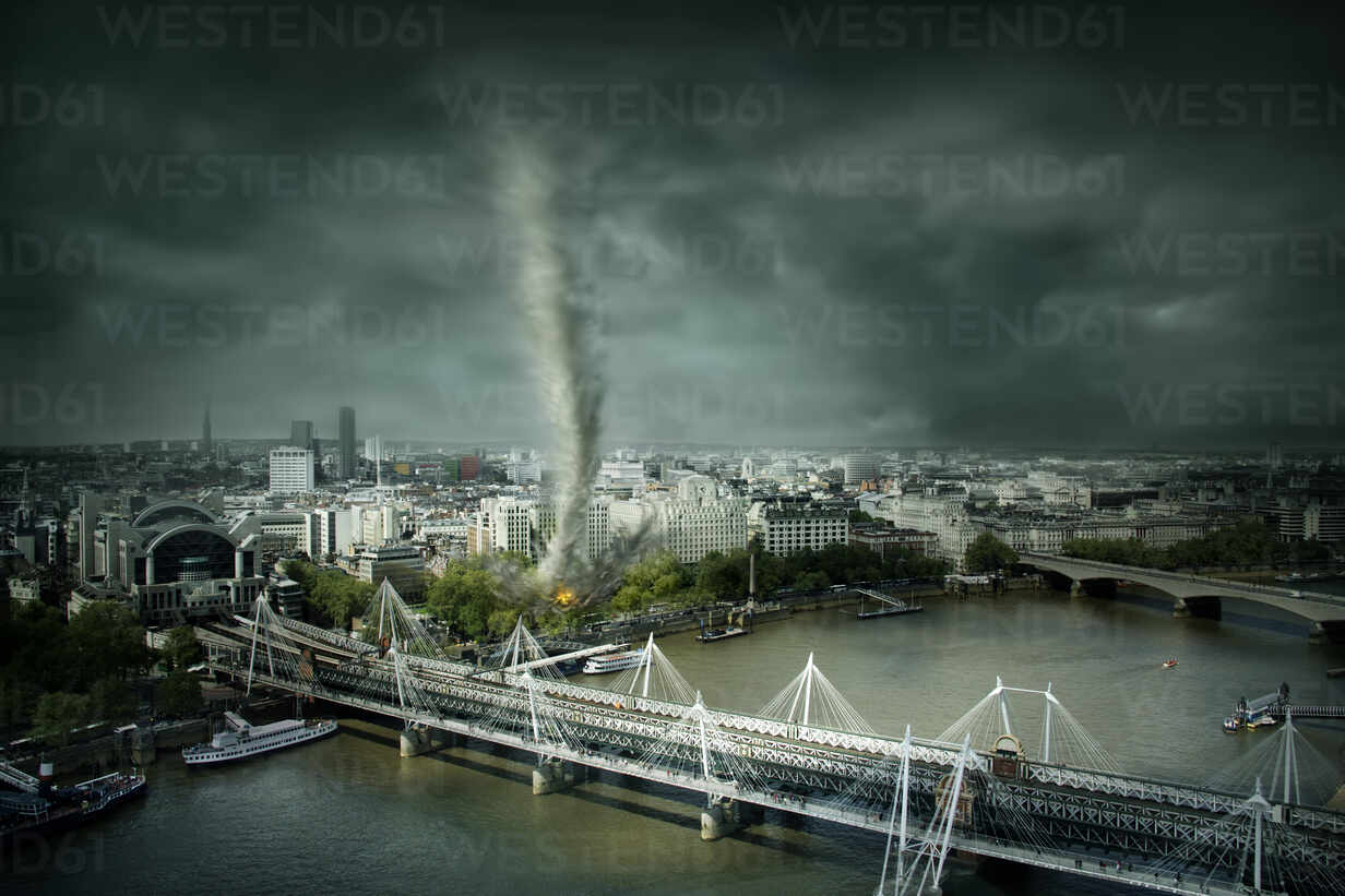 Tornado Rolling Through London United Kingdom Stockphoto