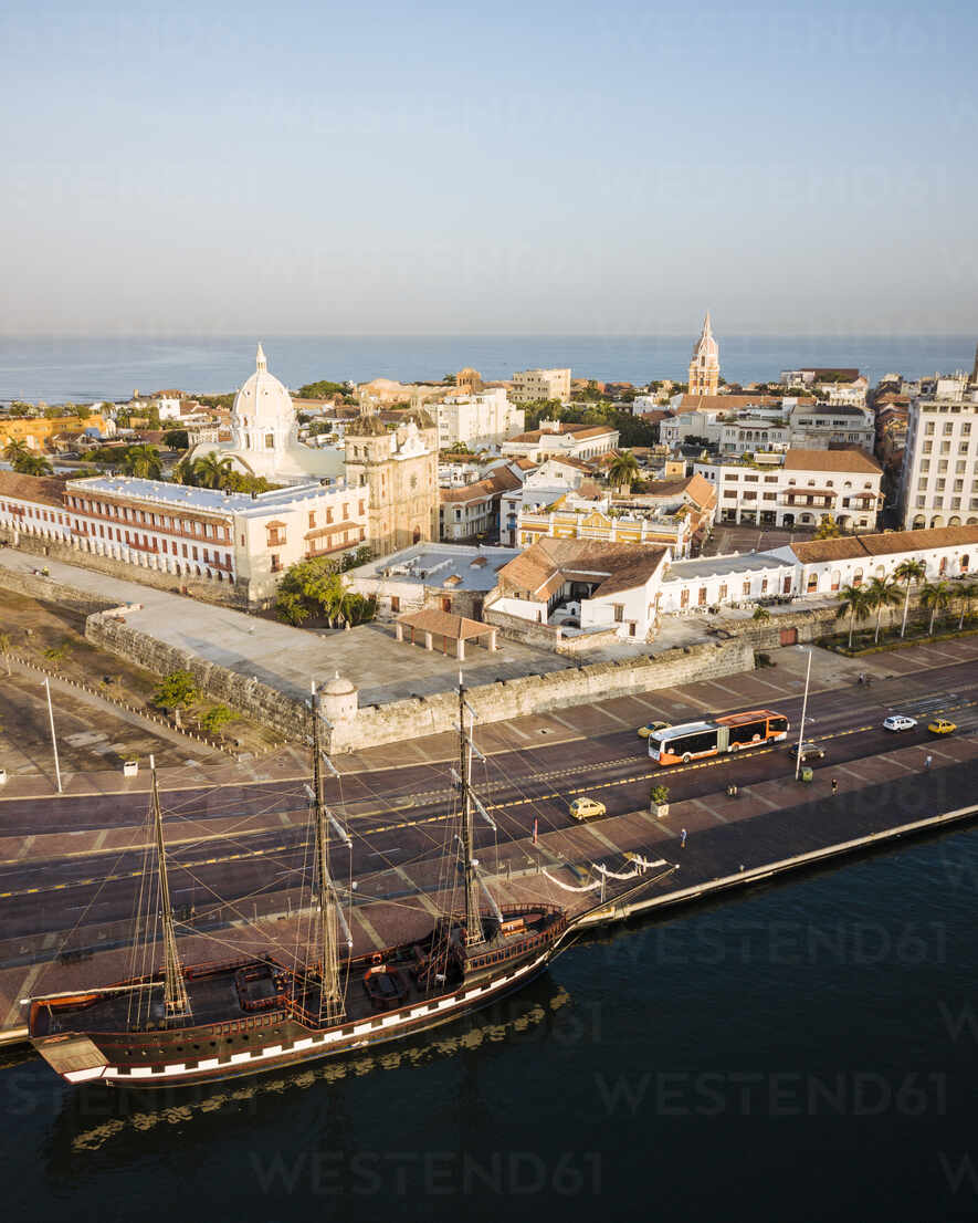 Aerial View By Drone Of Cartagena Old Town Bolivar Department Colombia South America Stockphoto