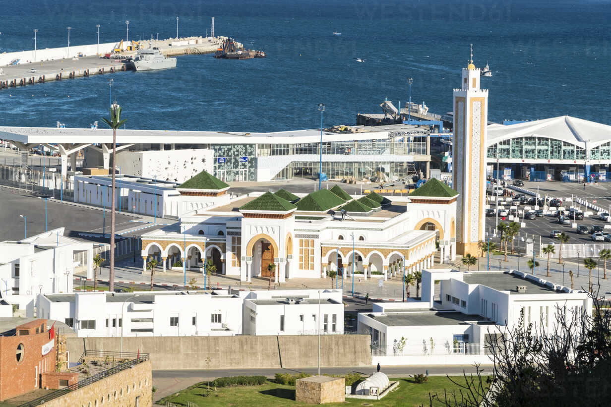 Morocco Tanger Tetouan Al Hoceima Tangier Harbor And Coastal Mosque Tamf A Tamboly Westend61